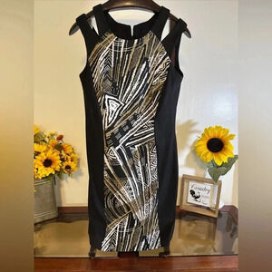 Connected apparel women’s size 8 black brown and white dress